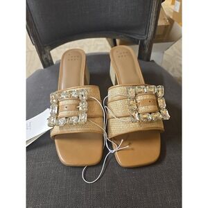 Women's Kathleen Raffia Buckle Block Heels - A New Day Size 11 NWT